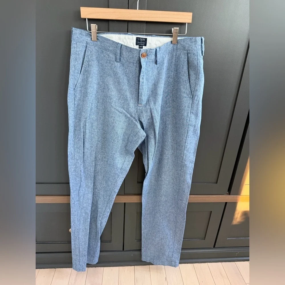 J. Crew | The Sutton | Straight-fit Linen-Cotton Blend Pant | Sky Blue | 34-32